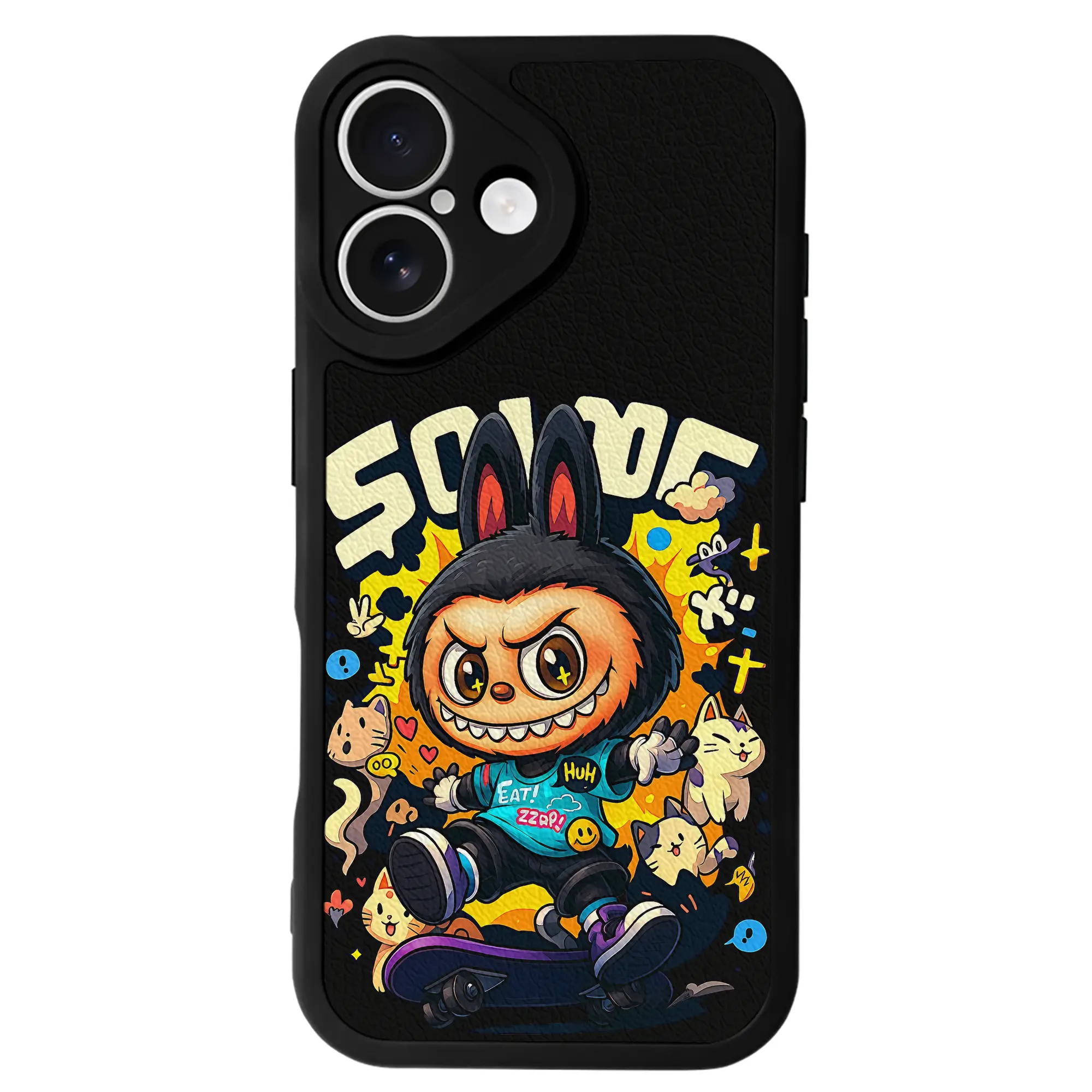 ラブブ グッズ ジモモ - IPhone 16シリーズ対応 ・ シリコンスマホケース ・ レザー調 ・ 高精度フィット ・ 耐衝撃 ・ ワイヤレス充電対応 ・ 精密カット